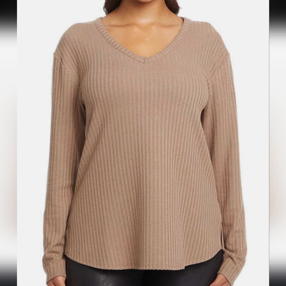 Chaser Waffle Knit Long Sleeve V-neck Top